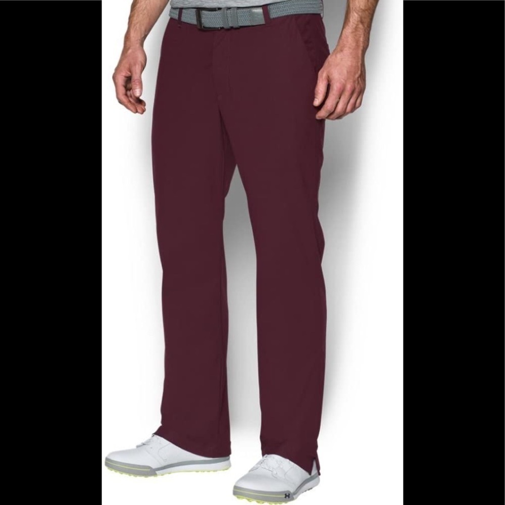 Under Armour Ua Golf Threadborne Maroon Polyester Pants Sz 32x34 - Picture 2 of 5